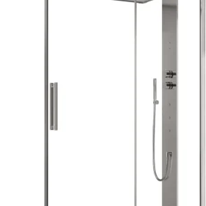Commander Vite Douche à vapeur Ronal Mimesi-S Argent brillant Panneau avant Hardlite blanc mat avec tablette